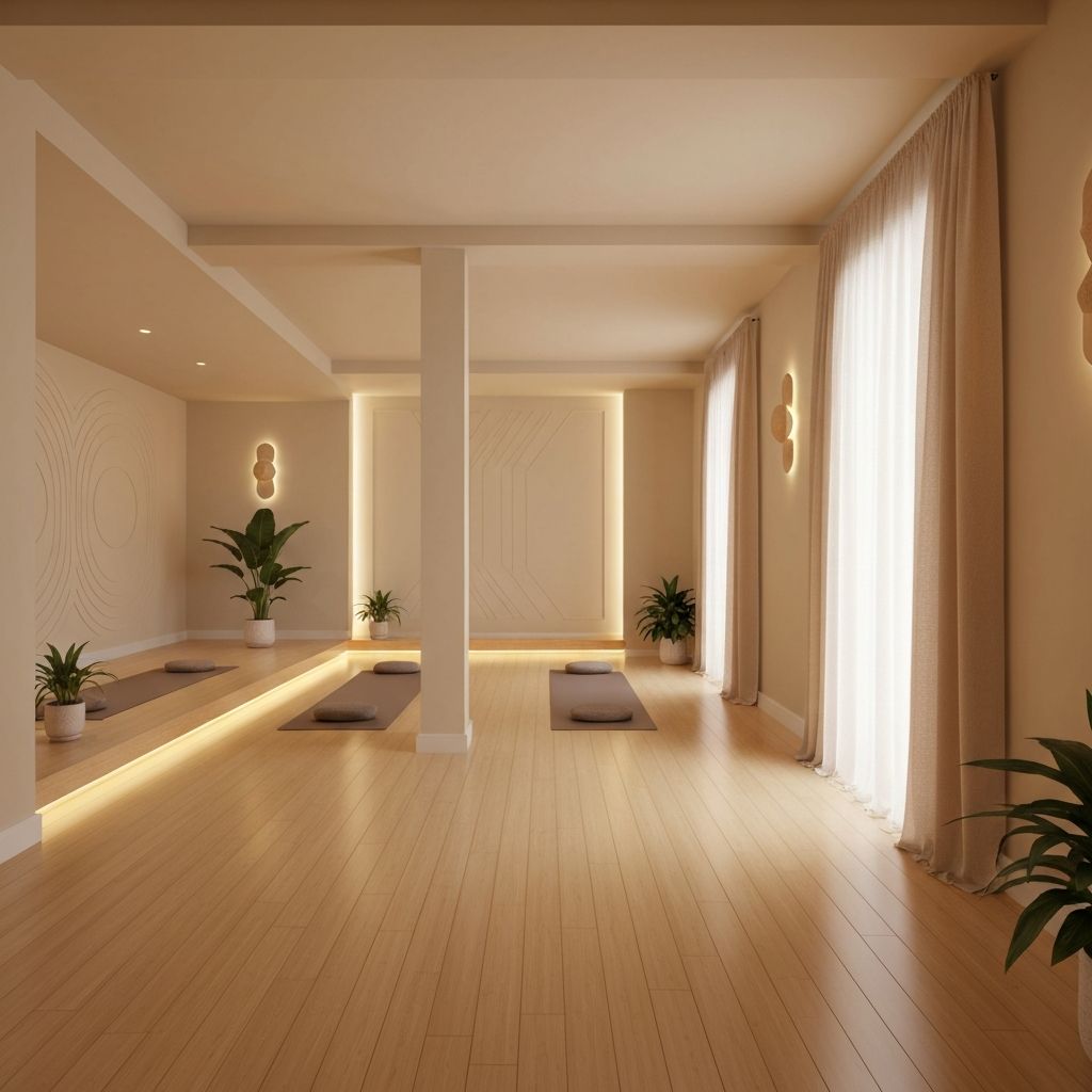 Calm yoga practice environment